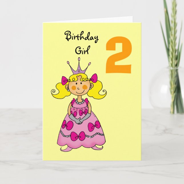 Carte princesse de 2 ans (cheveux blonds) (Devant)