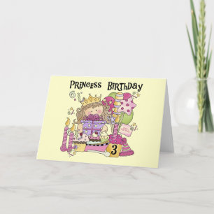 Carte Princesse de fête 3e anniversaire Tshirts et cadea