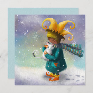Carte Princesse D'Hiver Et Son Chat