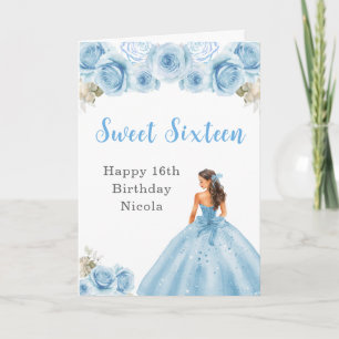 Carte Princesse en Sweet sixteen Robe Bleue