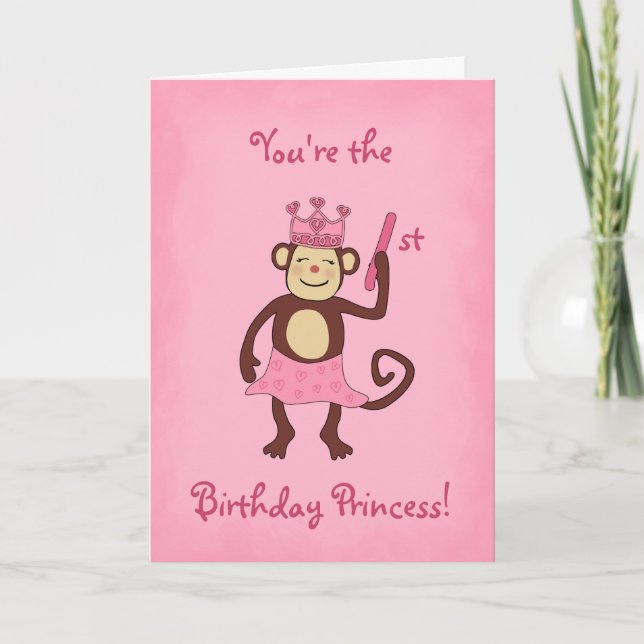 Carte Princesse ęr anniversaire de singe (Devant)