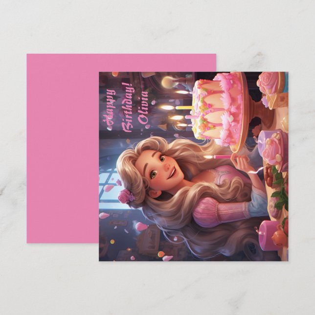 Carte Princesses personnalisées Anniversaire (Devant / Derrière)