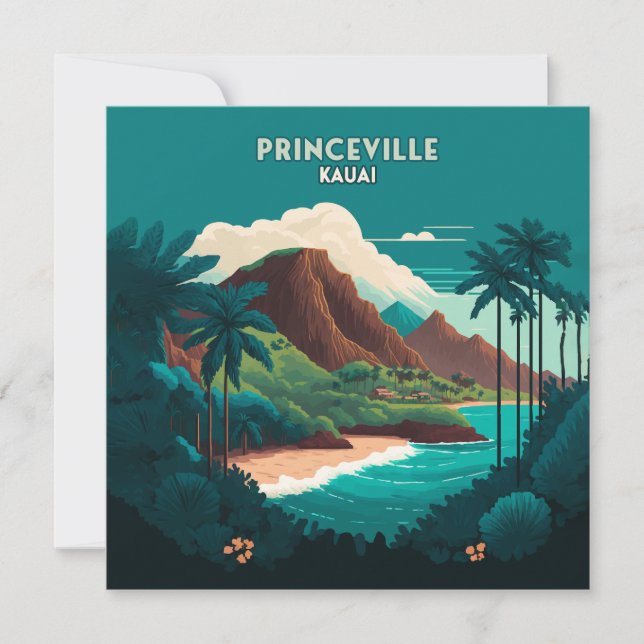 Carte Princeville Kauai Hawaii Beach Mounts Retro (Devant)