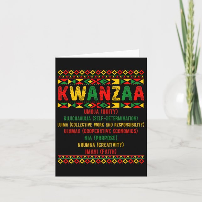 Carte Principles de Kinara de Noël en pyjama Happy Kwanz (Devant)