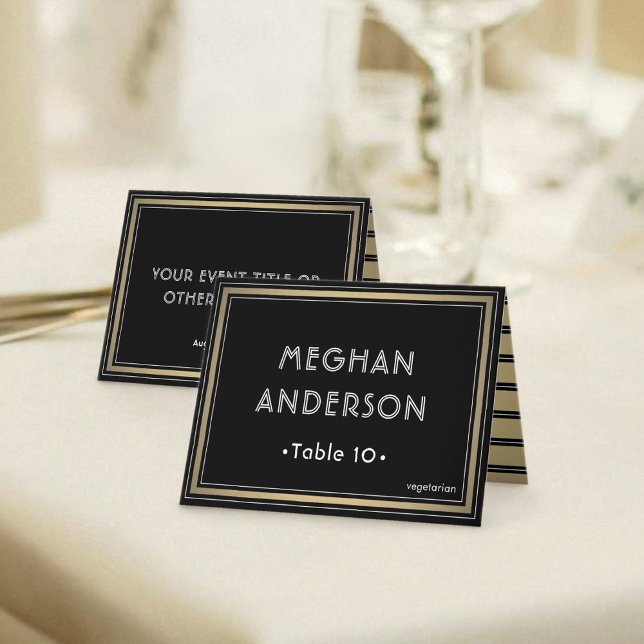 Carte Printable Escort Card - Elegant Black and Gold (Créateur téléchargé)
