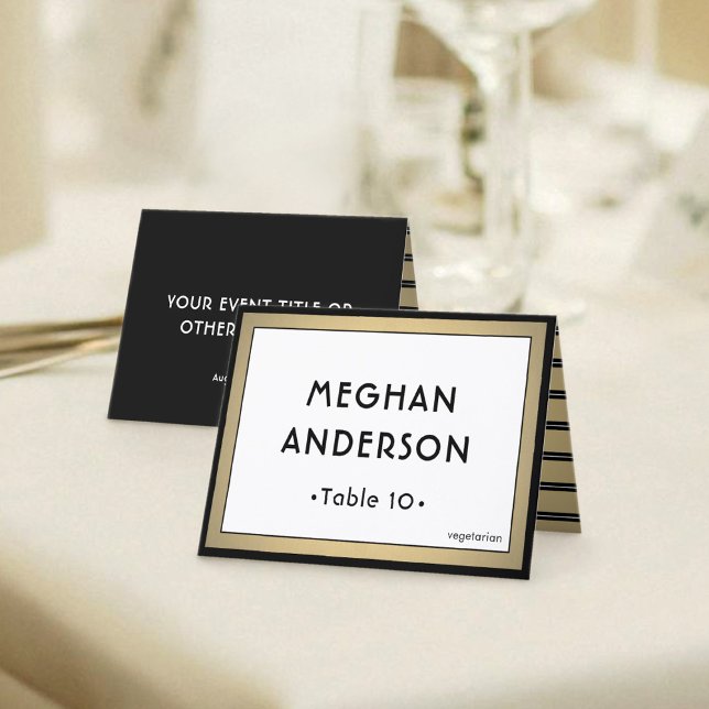 Carte Printable Escort Card - Modern Black and Gold (Créateur téléchargé)