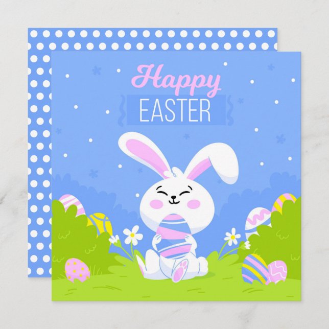 Carte Printemps Bunny Pâques (Devant / Derrière)