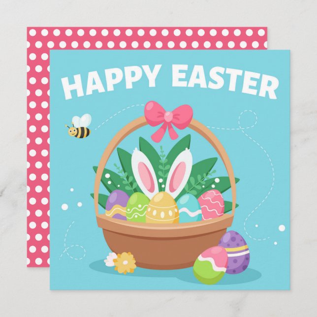 Carte Printemps Bunny Pâques (Devant / Derrière)