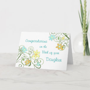 Carte Printemps Floral Félicitations Nouvelle Bébée Fill