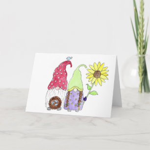 Carte Printemps Garden Gnomes Mama et Papa