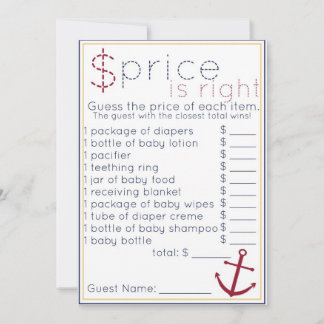 Carte Prix Baby shower Nautique Est Le Bon Jeu