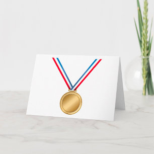Carte Prix Médaille d'Or avec Ruban Bleu Blanc Rouge