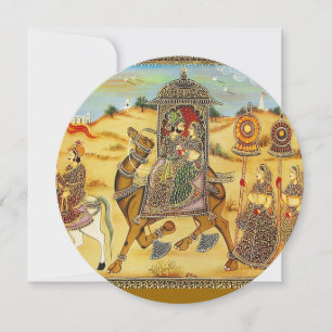 Carte Procession mariage indienne à dos de chameau