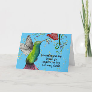 Carte Professeur de colibri d'aquarelle