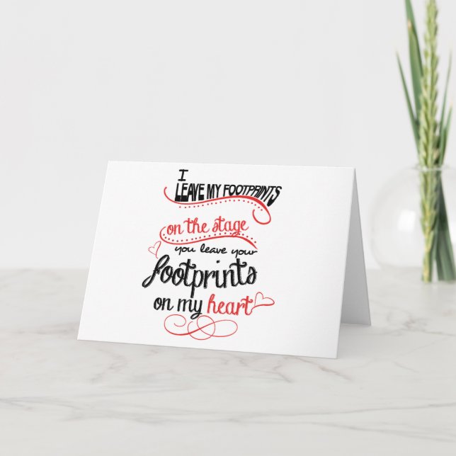 Carte Professeur de danse - empreintes de pas sur le (Devant)