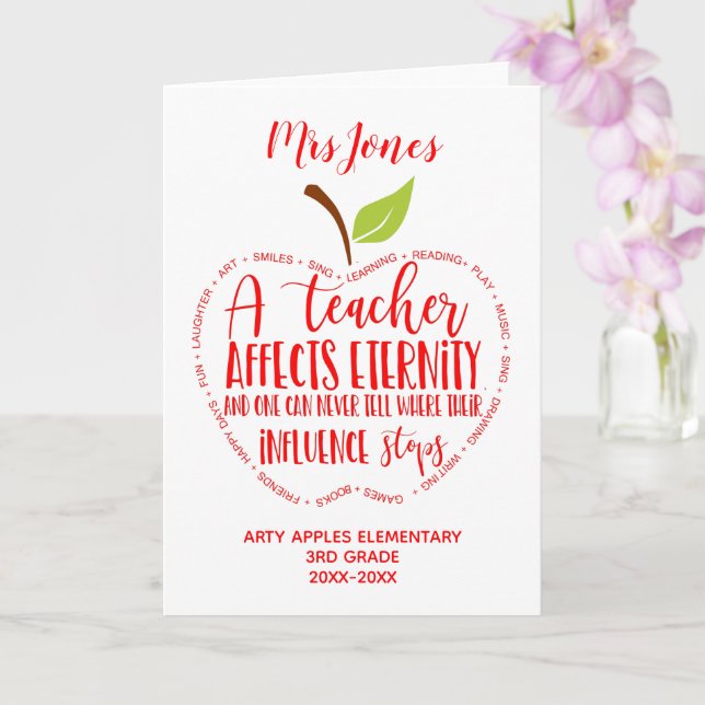 Carte professeur merci mot de retraite art apple (Orchidée)