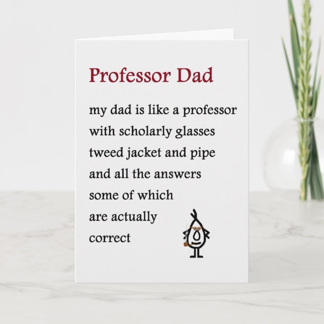 Carte Professeur Papa - un poème de Fête des pères amusa (Devant)