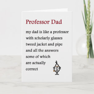 Carte Professeur Papa - un poème de Fête des pères amusa