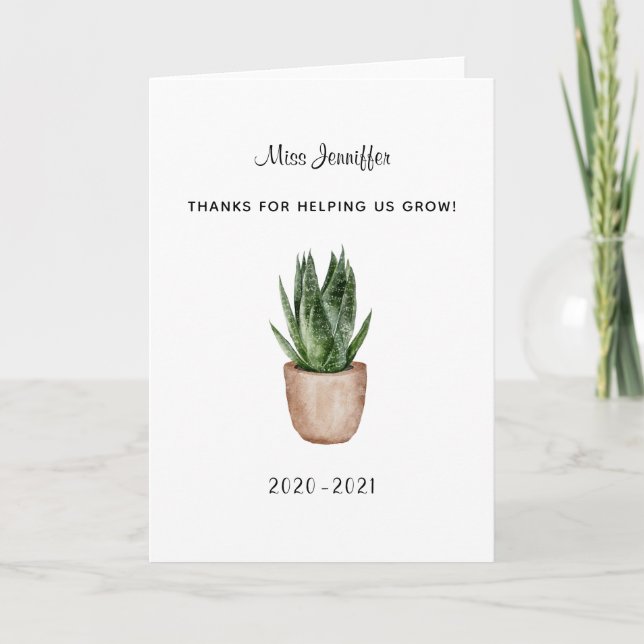 Carte professeur plante amoureux merci de nous aider à g (Devant)