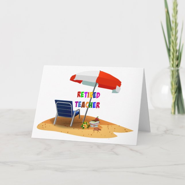 Carte Professeur retraité, Scène de plage (révisé) (Devant)