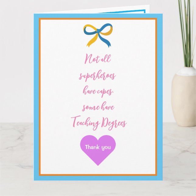 Carte Professeur Super Héros Merci (Devant)