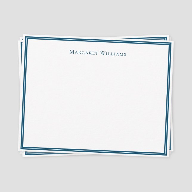 Carte professionnelle moderne bleue (Blue border classic formal typography professional note card)