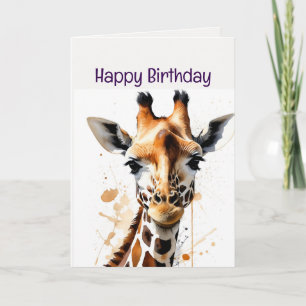 Carte Profitez de votre Anniversaire Giraffe animal sauv