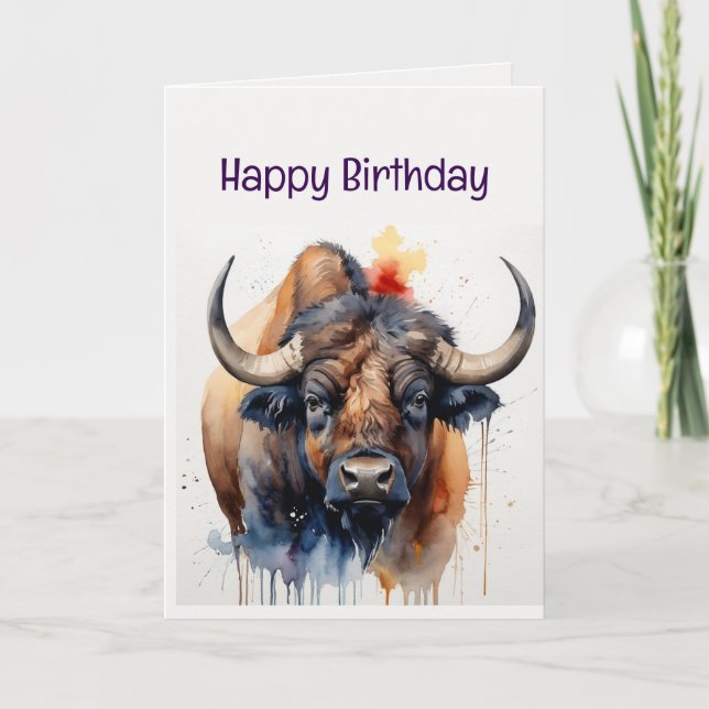 Carte Profitez de votre bison d'eau d'anniversaire anima (Devant)