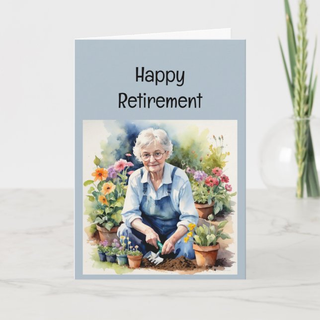 Carte Profitez de votre retraite Jardin de jardinage (Devant)