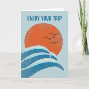 Carte Profitez de votre voyage Retro Weaves et Sun Grey