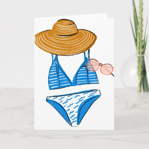 Carte Profitez du soleil - maillot de bain bleu
