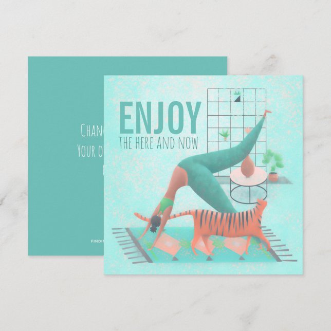 Carte Profitez Ici Et Maintenant Pastel Zen Yoga Pose Ch (Devant / Derrière)