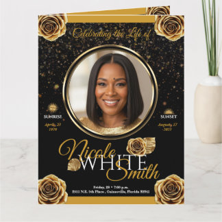 Carte Programa Funerario Premiun 4 paginas Oro y Negro