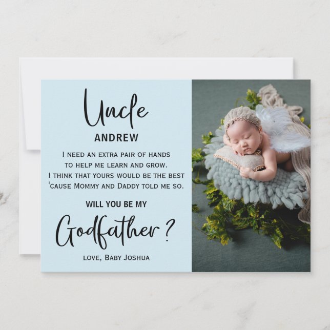 Carte Projet photo de parrain de marbre moderne (Devant)