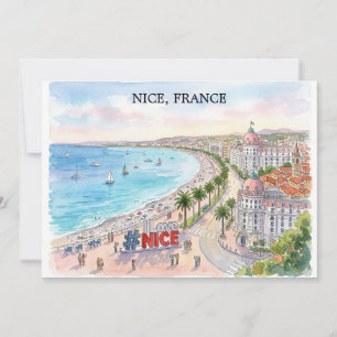 Carte Promenade des Anglais France Art à l'aquarelle