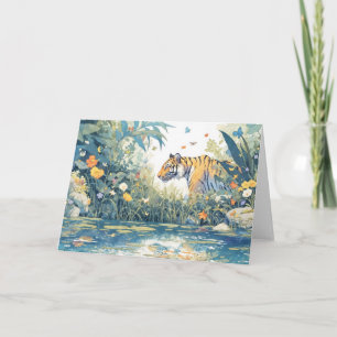 Carte Promenade du tigre à travers la jungle en fleurs