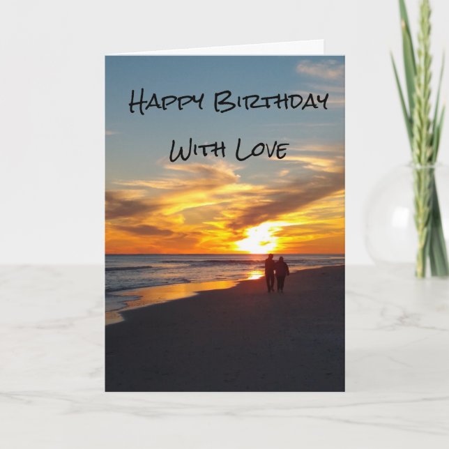 Carte Promenade sur la plage Je t'aime Anniversaire (Devant)