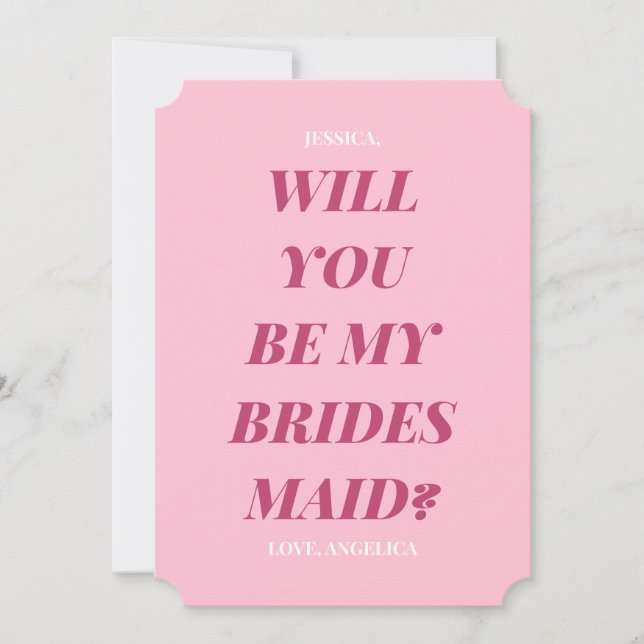 Carte Proposition Chic Bold Minimal Bridesmaid (Devant)