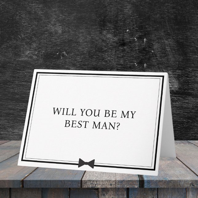 Carte Proposition classique de meilleur homme noir et bl (Propose to your best man with this classic black-and-white card featuring a sleek bowtie design.)