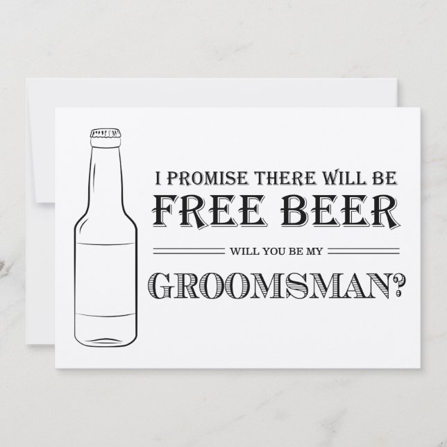 Carte Proposition de Groomsman Bière Gratuite (Devant)