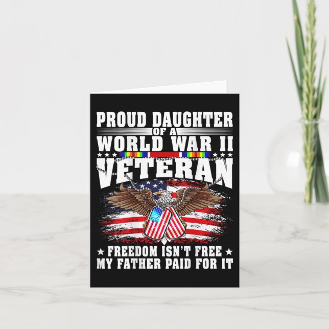 Carte Proud Daughter Of World War 2 Veteran Military Vet (Devant)