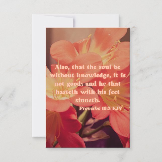 Carte Proverbes 19:2 KJV Bible Verse Pic Flat Salutation (Devant)