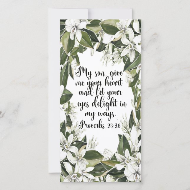 Carte Proverbes 23:26, signet verset de la bible d'aquar (Devant)