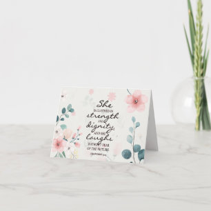 Carte Proverbes 31:25 Elle est habillée en force