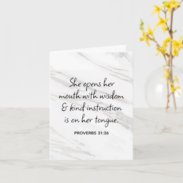 Carte Proverbes 31:26 Bible Verse Marble Glam (Fleur jaune)
