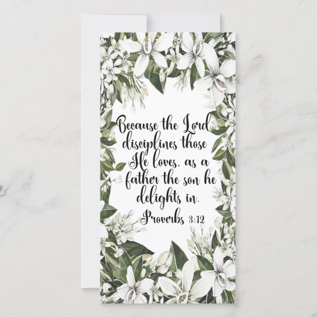 Carte Proverbes 3:12, Aquarelle Bible verse signet (Devant)
