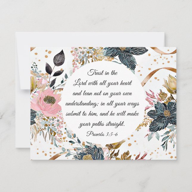 Carte Proverbes 3:5-6 Confiance dans le Seigneur Bible V (Devant)