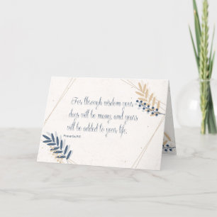 Carte Proverbes 911 Bible Verse Blue and Gold Birthday