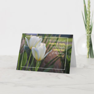 Carte Proverbes de tulipes blanches 31:25 Note Card