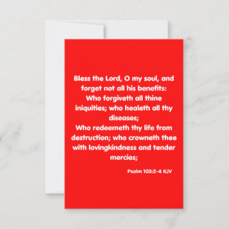 Carte Psaume 103:2-4 KJV Bible Scripture Salutation